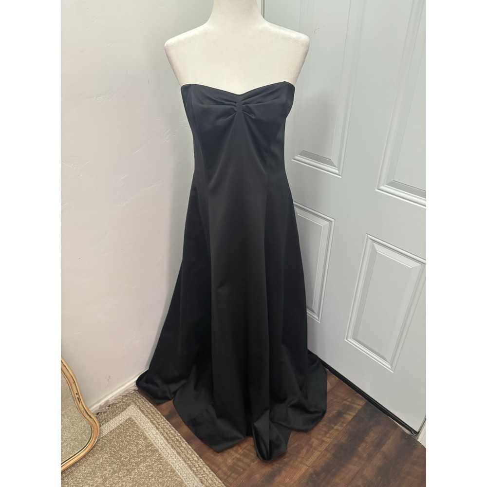 Vintage ABS Evening Allen Schwartz Women 14 Black Old Money Gown‎ Y2K Corset 90s